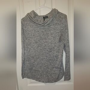 Ultra Flirt Gray Long Sleeve Folded Neck Shirt